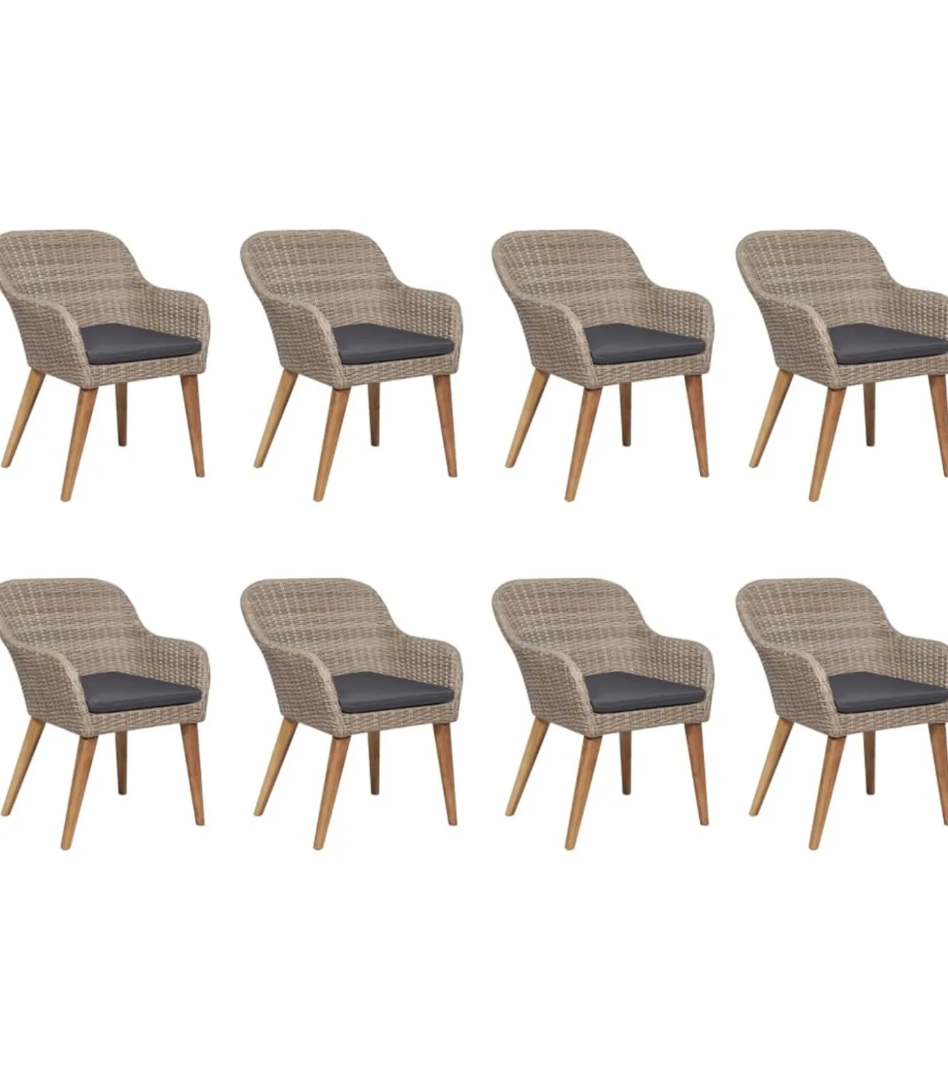 9-delige Tuinset poly rattan bruin