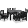 7-delige Tuinset poly rattan zwart