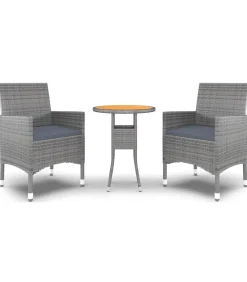 3-delige Tuinset poly rattan grijs