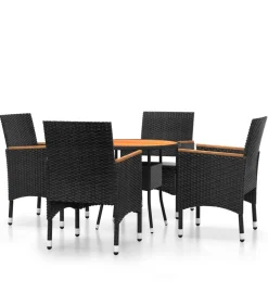 5-delige Tuinset poly rattan zwart