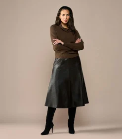 Delilah Leren Rok Donkerbruin