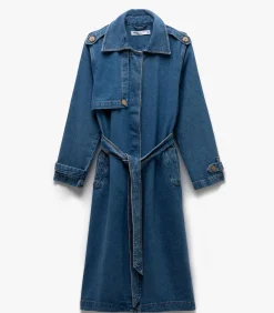 Denim Trenchcoat Lange Mouwen Ceintuur