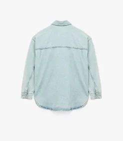 Denimblouse met Knoopsluiting en Zakdetail