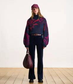 Donkerblauwe fluwelen broek