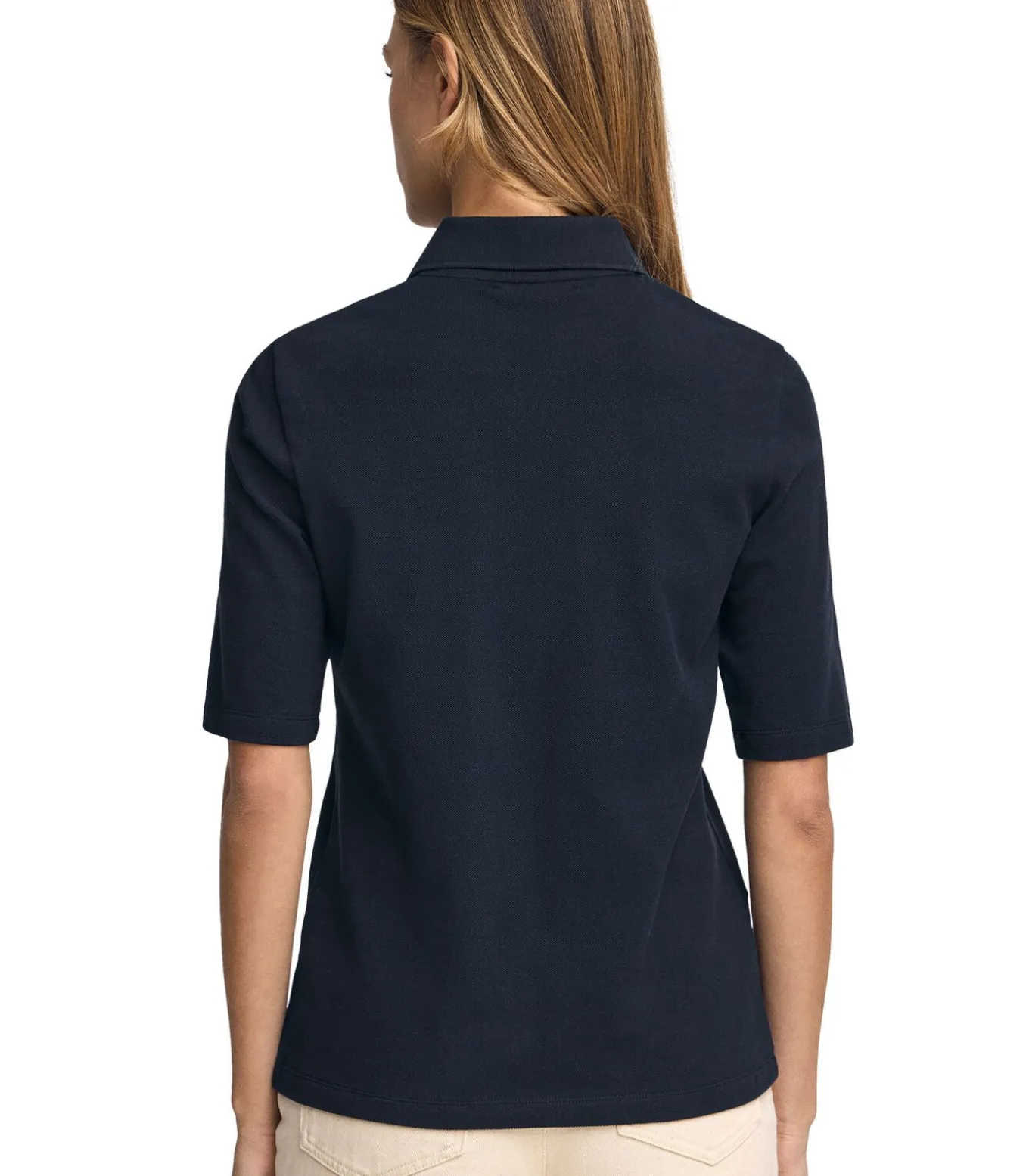 Donkerblauwe polo met halflange mouwen en geborduurd Polo Club-logo