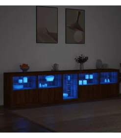 Dressoir met LED-verlichting 283x37x67 cm bruin eikenkleur