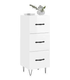 Dressoir 34,5x34x90 cm bewerkt hout hoogglans wit