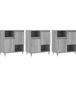 Dressoirs 3 st bewerkt hout grijs sonoma eikenkleurig