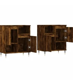 Dressoirs 2 st bewerkt hout gerookt eikenkleurig