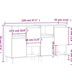 Dressoirs 2 st bewerkt hout gerookt eikenkleurig