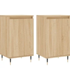 Dressoirs 2 st 40x35x70 cm bewerkt hout sonoma eikenkleurig