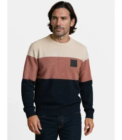 Driekleurige ronde halstrui voor heren