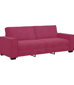 Driezitsbank 180 cm fluweel wijnrood