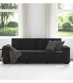 Driezitsbank 180 cm fluweel zwart