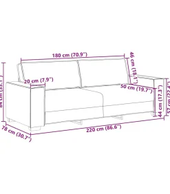 Driezitsbank 180 cm fluweel zwart