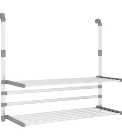 Droogrek voor balkon 89x25x(60-95) cm aluminium