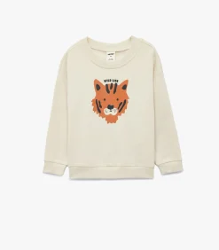 Ecru Babypullover Lange Mouwen Tijgerprint