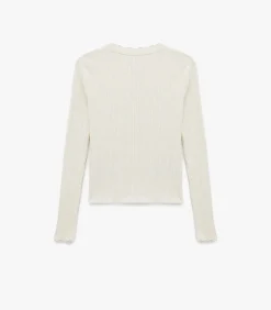 Ecru Lange Mouwen Trui Met Knoopsluiting