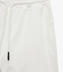 Ecru Slanke Pasvorm Hoge Taille Katoenen Zachte Korte Broek