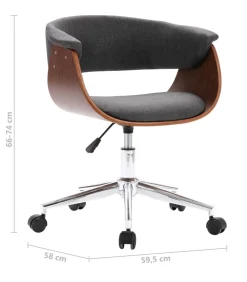 Eetkamerstoelen 4 st draaibaar stof grijs