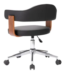 Eetkamerstoelen draaibaar 2 st gebogen hout en kunstleer zwart