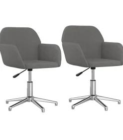 Eetkamerstoelen draaibaar 2 st stof lichtgrijs