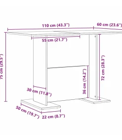 Eettafel Zwart 110 x 60 x 75 cm Bewerkt hout
