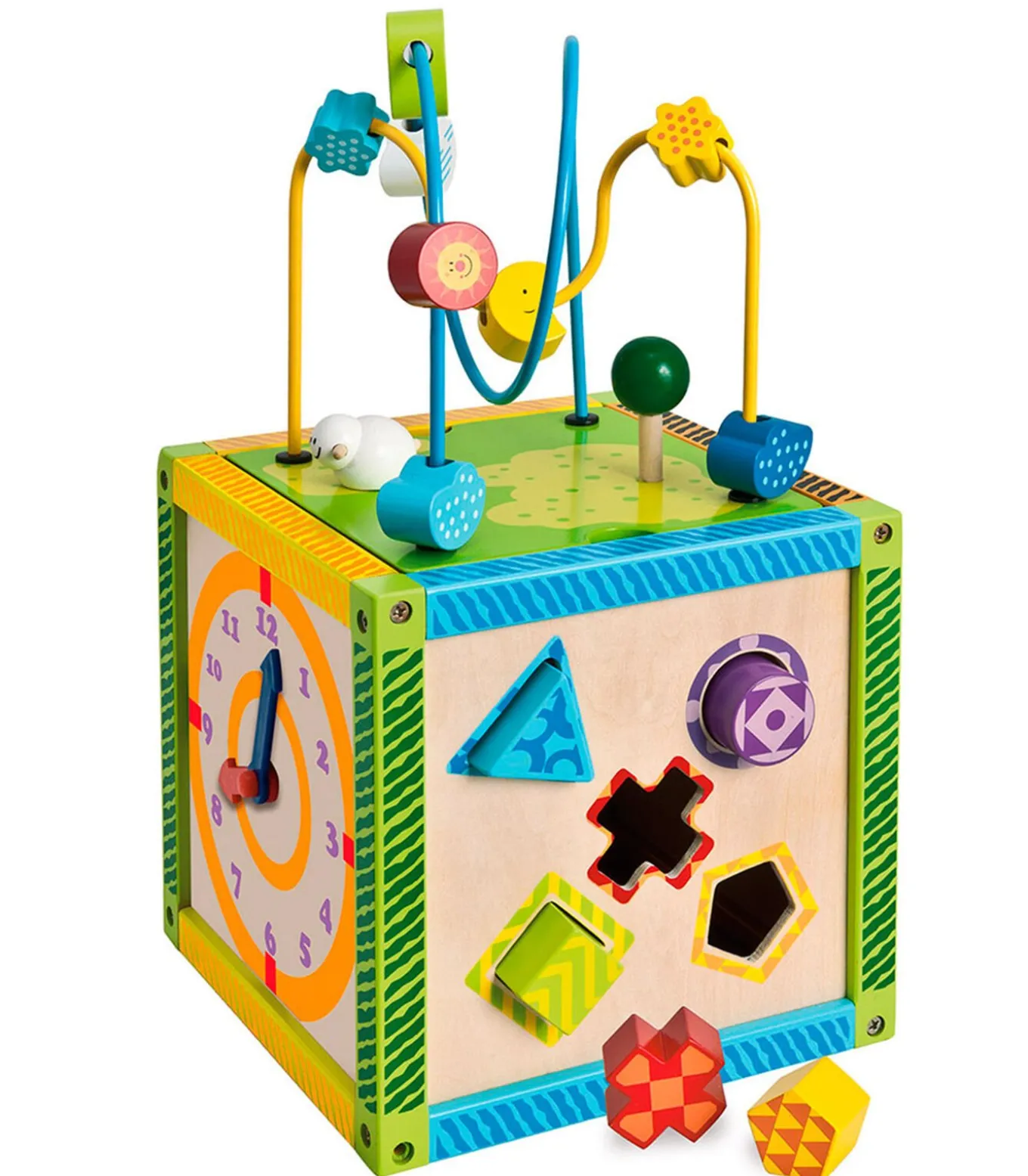 Eichhorn houten speelbox activiteitenkubus kralenspiraal educatief