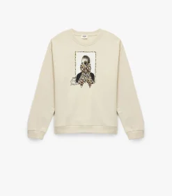 Ekru Meisjes Sweatshirt Lange Mouwen Ronde Hals Katoen