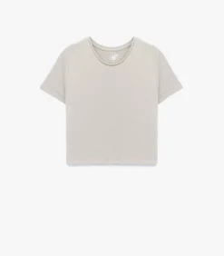 Ekru T-shirt Modal Korte Mouwen Ronde Hals