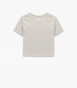 Ekru T-shirt Modal Korte Mouwen Ronde Hals