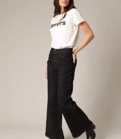 ELDA - Wijde jeans met discrete strass-steentjes en een trendy snit