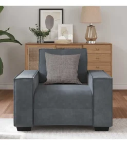 Fauteuil 60 cm fluweel donkergrijs