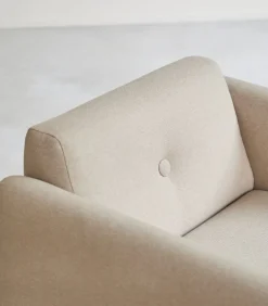 Fauteuil Bjorn in massief eiken en ecru stof, 1-zit