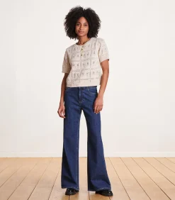Flare jeans met hoge taille van biologisch katoen
