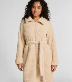 Fleece badjas met rits