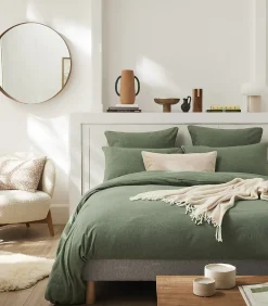 Frisson - Effen kussensloop in flanellen chambray katoen