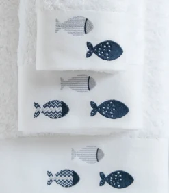 Geborduurde badhanddoek Delmy 85x150 cm Wit