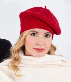 Gebreide baret voor dames Soft Touch Rood