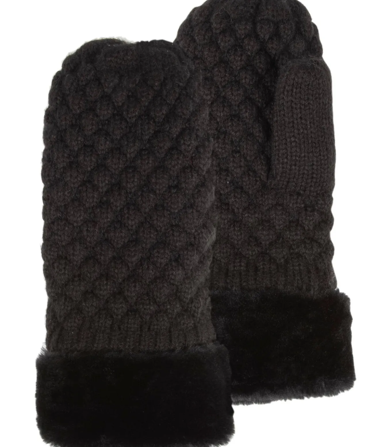 Gebreide dameswanten Zwarte bontrand