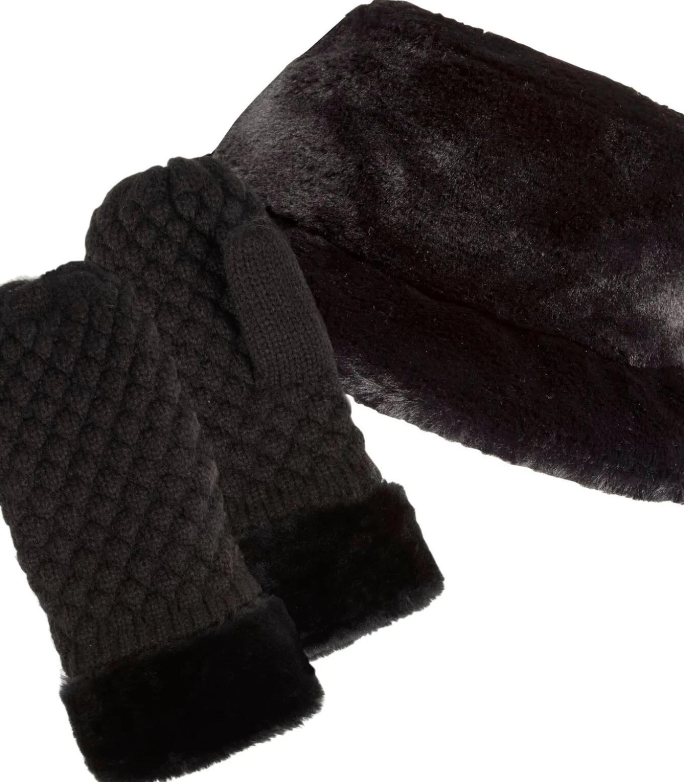 Gebreide dameswanten Zwarte bontrand