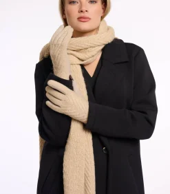 Gebreide handschoenen Licht beige OS