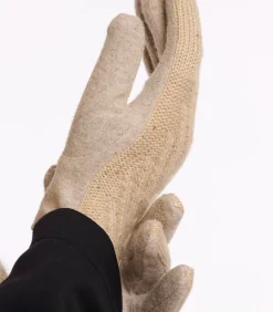 Gebreide handschoenen Licht beige OS