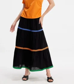 Gelaagde ruches Boheemse uitlopende rok