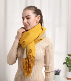 Gele kasjmier sjaal Recto-Verso