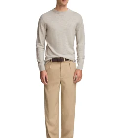 Gemêleerd beige trui van merinowol met ronde hals