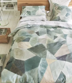 Geo Moderne Pewter - Kussensloop in katoen perkal met print