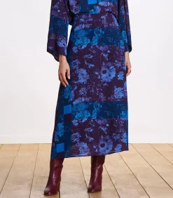 Geprinte pruim uitlopende midirok