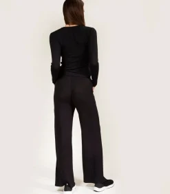 Geribd wikkeltruitje voor dames Zwart