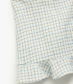 Geruite mini-rok met elastische taille en ruches